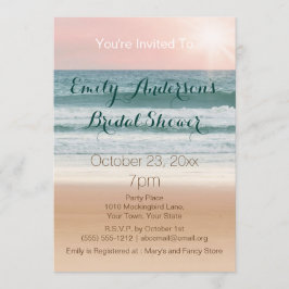 Invitación Ducha nupcial de la puesta del sol del rosa del
