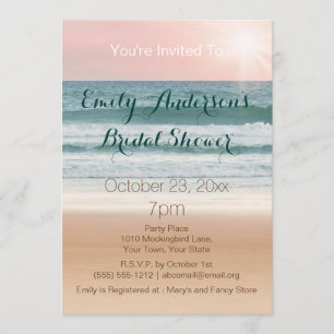 Invitación Ducha nupcial de la puesta del sol del rosa del