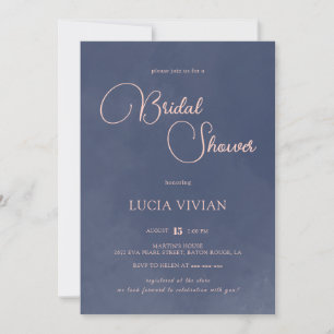 Invitación Ducha nupcial de la tipografía azul de la marina d
