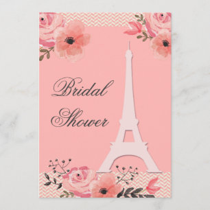 Invitación Ducha nupcial de la torre Eiffel floral elegante