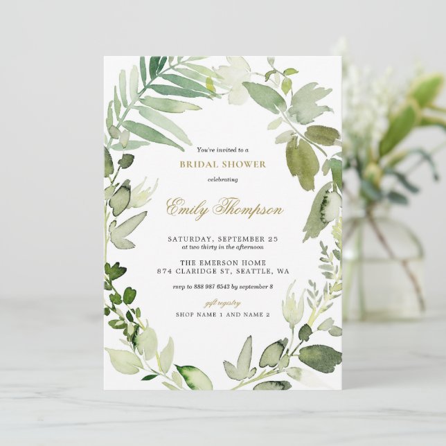 Invitación Ducha nupcial de la vegetación de los bosques acuá (Anverso de pie)