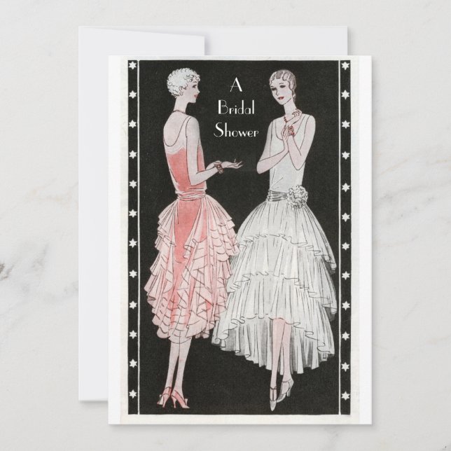 Invitación Ducha nupcial de las aletas elegantes de los años (Anverso)