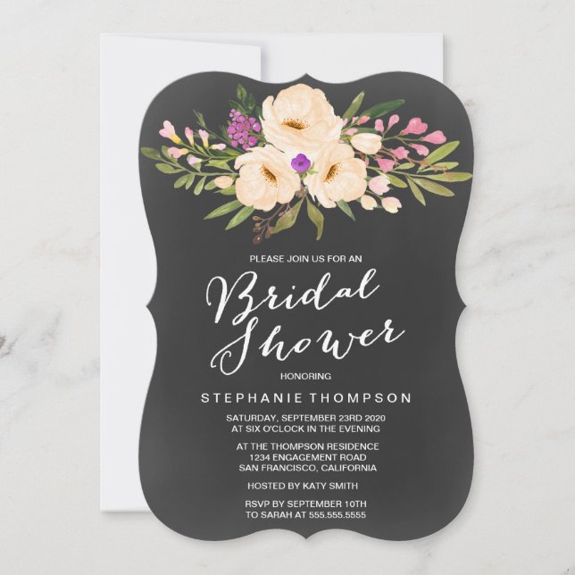 Invitación Ducha nupcial de las anémonas de la acuarela de la (Anverso)