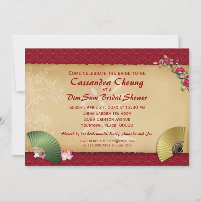 Invitación Ducha nupcial de las fans asiáticas (Anverso)