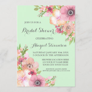 Invitación Ducha nupcial de las flores rosadas rústicas de la