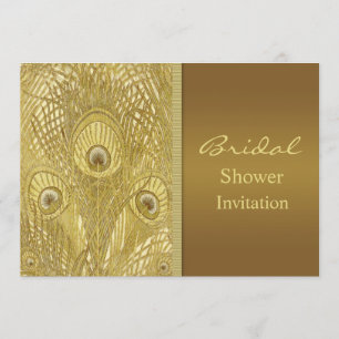 Invitación Ducha nupcial de las plumas de oro del pavo real