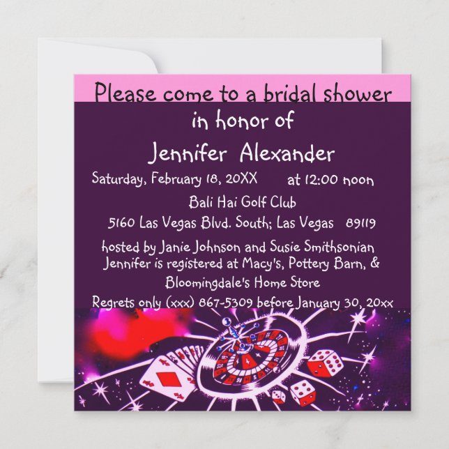 Invitación Ducha nupcial de Las Vegas (Anverso)