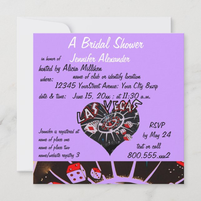 Invitación Ducha nupcial de Las Vegas (Anverso)