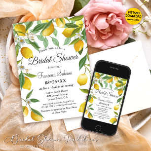 Invitación Ducha nupcial de Lemon Boho de verano moderno