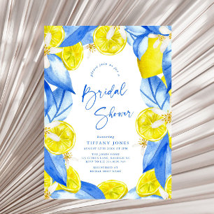 Invitación Ducha nupcial de Lemones Amarillos Azules Mediterr