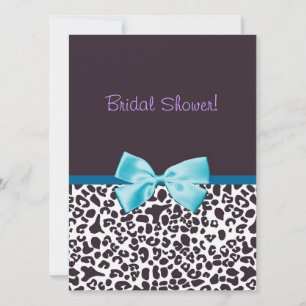 Invitación Ducha nupcial de leopardo de moda y cinta azul