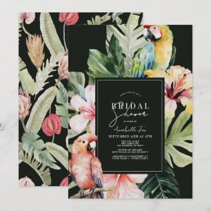 Invitación Ducha nupcial de loro tropical floral y botánico