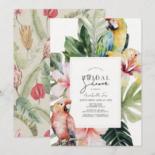 Invitación Ducha nupcial de loro tropical floral y botánico