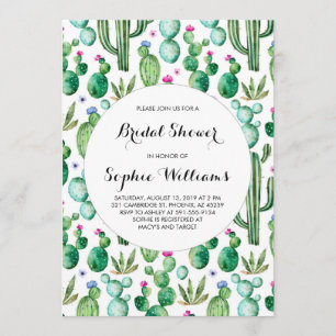 Invitación Ducha nupcial de los cactus verdes encantadores de