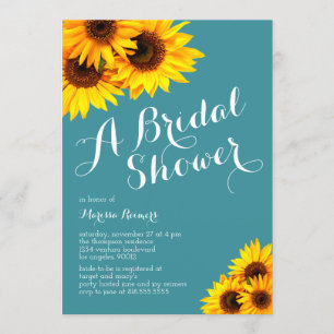 Invitación Ducha nupcial de los girasoles verde azulados y