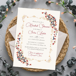 Invitación Ducha nupcial de lujo con flores Paisley