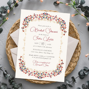 Invitación Ducha nupcial de lujo con flores Paisley