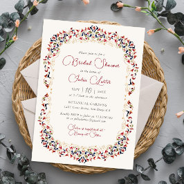 Invitación Ducha nupcial de lujo con flores Paisley