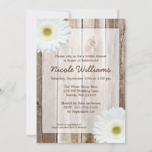 Invitación Ducha nupcial de madera de pajarera blanca