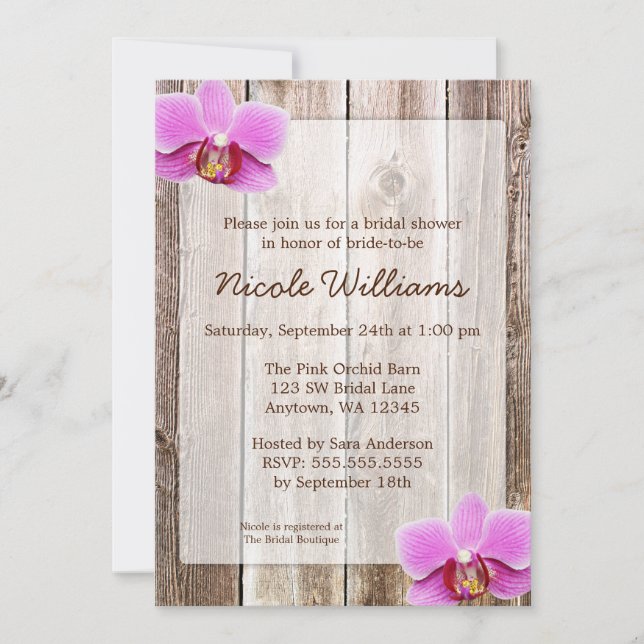 Invitación Ducha nupcial de madera del granero rústico de la (Anverso)
