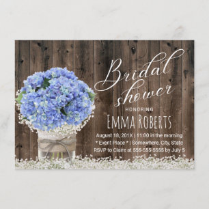 Invitación Ducha nupcial de madera del Hydrangea del granero