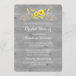 Invitación Ducha nupcial de madera gris floral de la acuarela