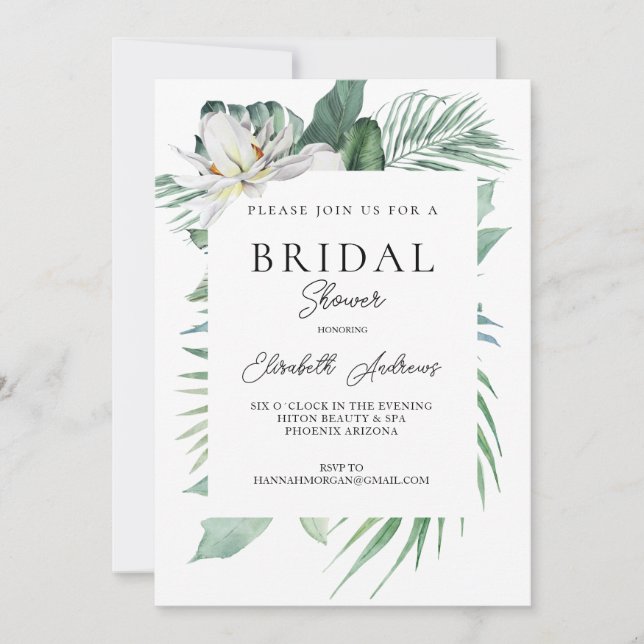 Invitación Ducha nupcial de manantial botánico acuática (Anverso)