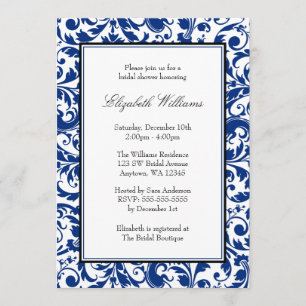Invitación Ducha nupcial de marea azul y negra