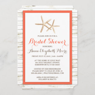 Invitación Ducha nupcial de marea blanca de madera blanca