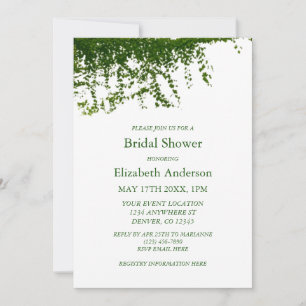 Invitación Ducha nupcial de marfil y verde colgante