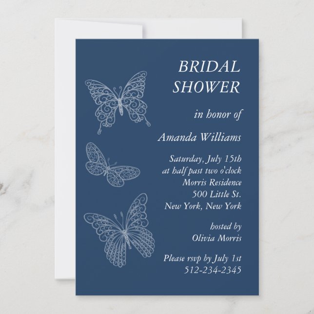 Invitación Ducha nupcial de mariposa filipina (verde azulada) (Anverso)