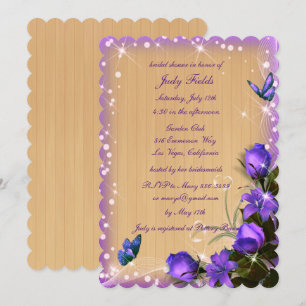 Invitación Ducha nupcial de mariposa floral rubia de madera