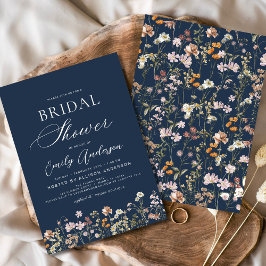 Invitación Ducha nupcial de marisco Blue Boho Wildflower