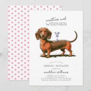 Invitación Ducha nupcial de Martinis y Weenies Dachshund