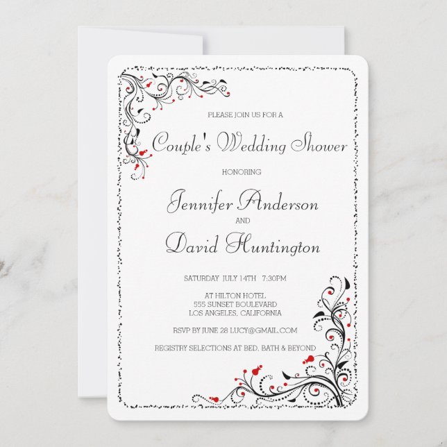 Invitación Ducha nupcial de matrimonio de Moda floral (Anverso)