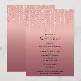 Invitación Ducha Nupcial de Moda con Diamantes en Rosa Dorado