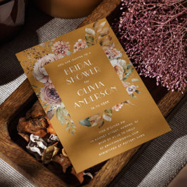 Invitación Ducha nupcial de Mustard Brown | Elegante Boho Rus