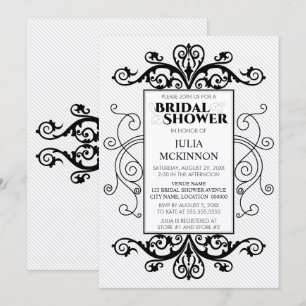 Invitación Ducha nupcial de nevadas negras y blancas