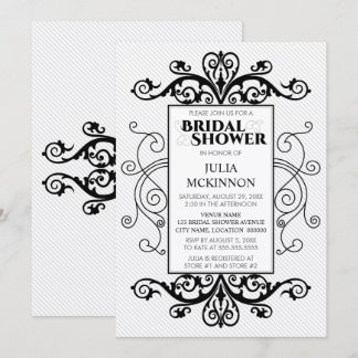 Invitación Ducha nupcial de nevadas negras y blancas