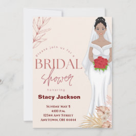 Invitación Ducha nupcial de novia afroamericana