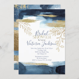 Invitación Ducha nupcial de oro blanco de la marina