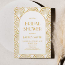 Ducha nupcial de oro blanco geométrico Art Deco