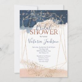 Invitación Ducha nupcial de oro de la Marina Rubor