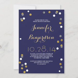 Invitación Ducha nupcial de oro y plata de la marina