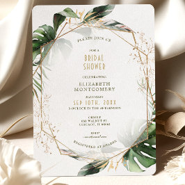 Invitación Ducha nupcial de oro y vegetación botánica