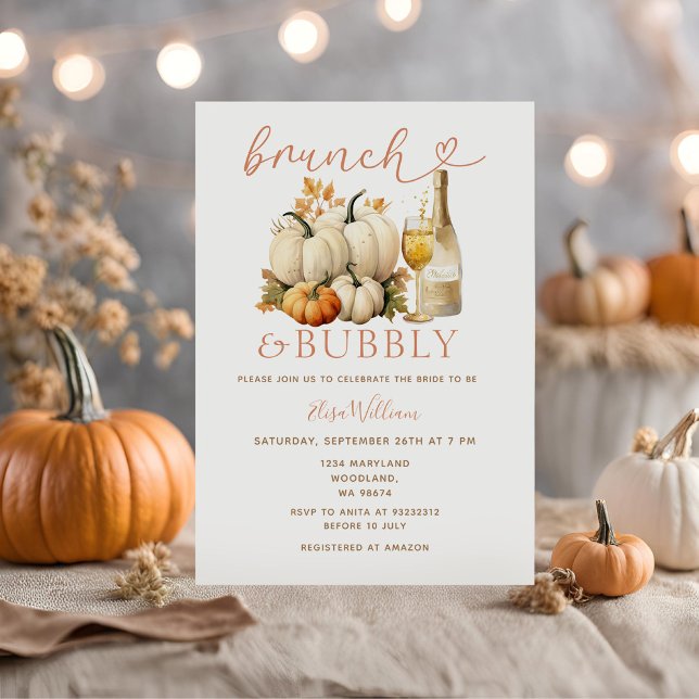 Invitación Ducha nupcial de otoño con brunch y bbly (Subido por el creador)