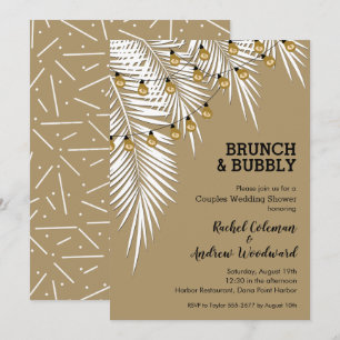 Invitación Ducha nupcial de palmas negras y doradas