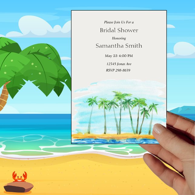 Invitación Ducha nupcial de palmeras y bodas de playa (Subido por el creador)