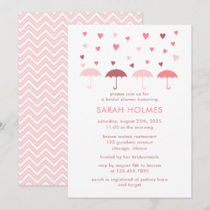 Invitación Ducha nupcial de paraguas y corazones