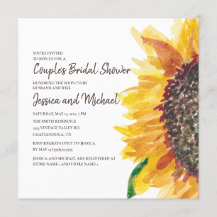 Invitación Ducha nupcial de pareja de girasoles amarillo marr